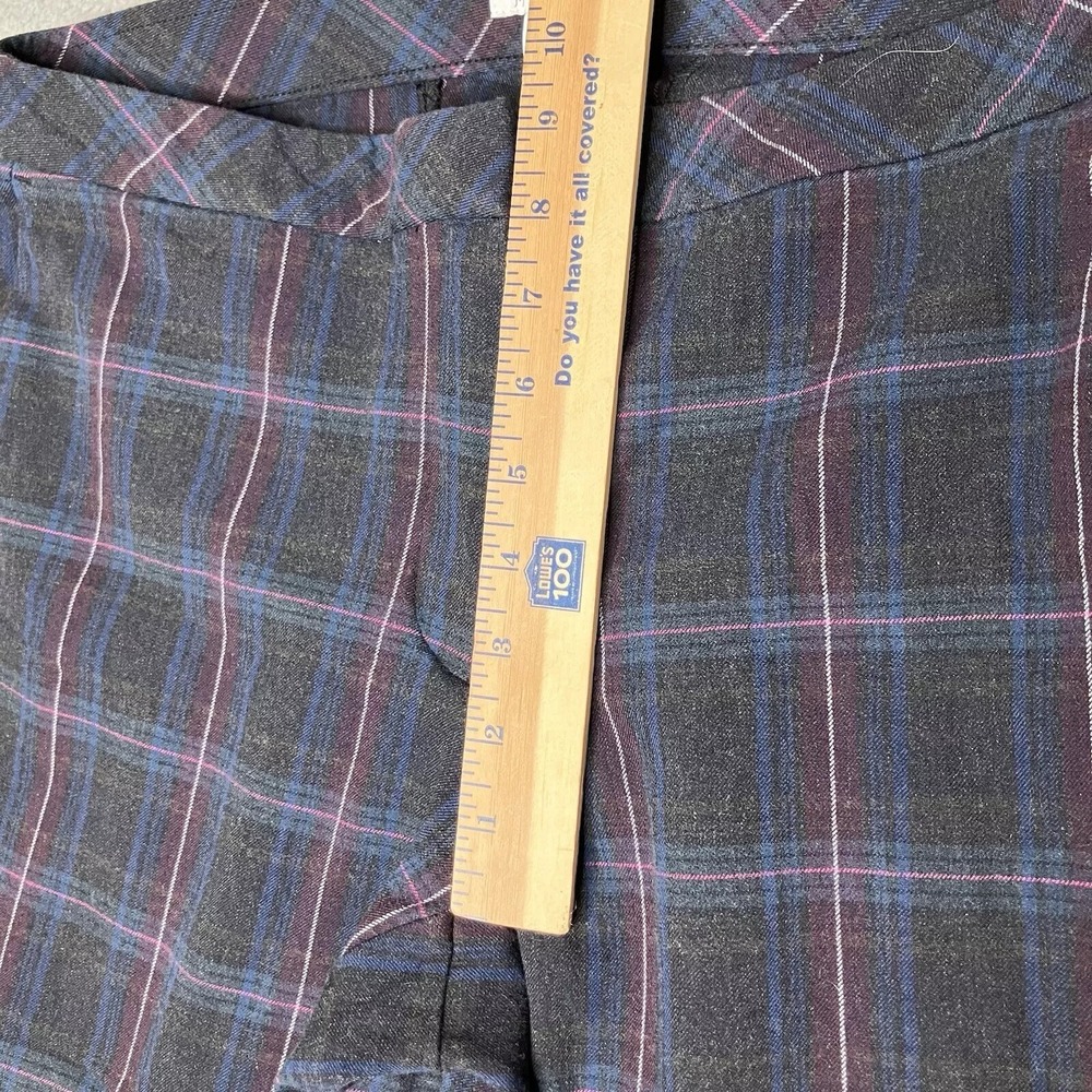 J. Jill Pants 14 Stretch Gray Jewel Gem Toned Tartan Plaid Chino Slacks Soft EUC - Picture 7 of 9